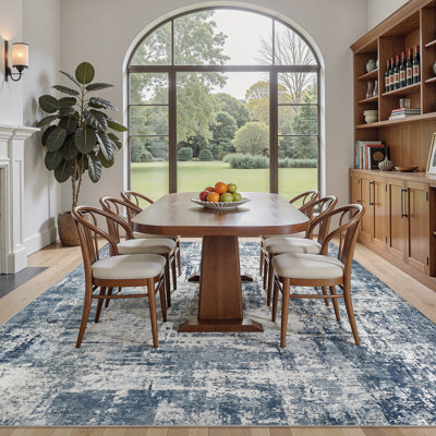 Modern Abstract Area Rug Non Slip Washable Rugs for Living Room Bedroom-Blue