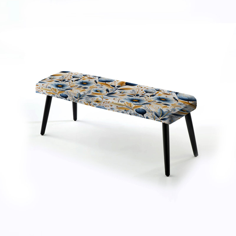 Motif floral artistique IV - banc rembourré floral noir