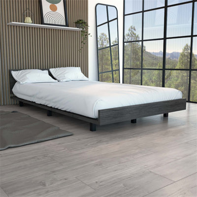 Koura Bed Base with Headboard, Smokey Oak
