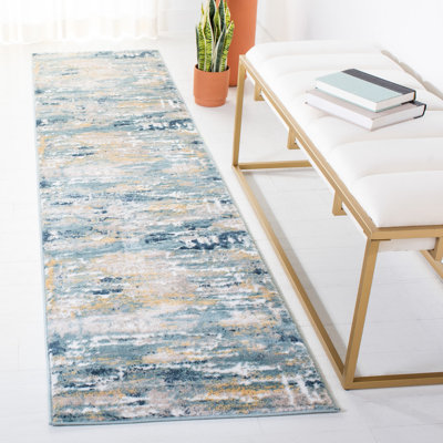 Tapis bleu sarcelle / doré Agastya