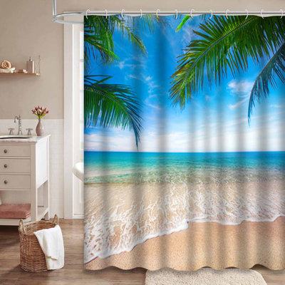 Tropical Beach Coconut Palm Summer Beauty Blue Building Cloud Coast with 12 Hooks