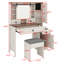 Ensemble de coiffeuse avec miroir lumineux coulissant Farmhouse, coiffeuse en verre avec station de charge, ensemble de meuble-lavabo 4 tiroirs 2 armoires avec tabouret-79513560