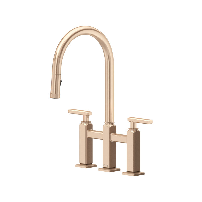 Apothecary Bridge Pull-Down Kitchen Faucet With C-Spout, Vintage Gold