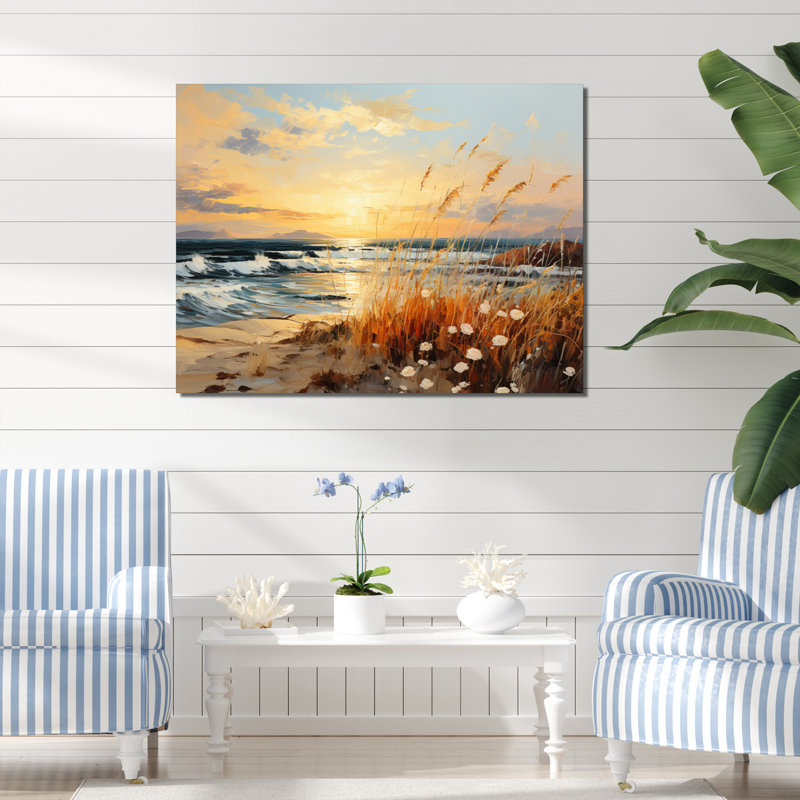 «Alixandria Beach Breeze Pointillism II», reproduction sur toile, H 16 po x l 32 po, Toile tendue