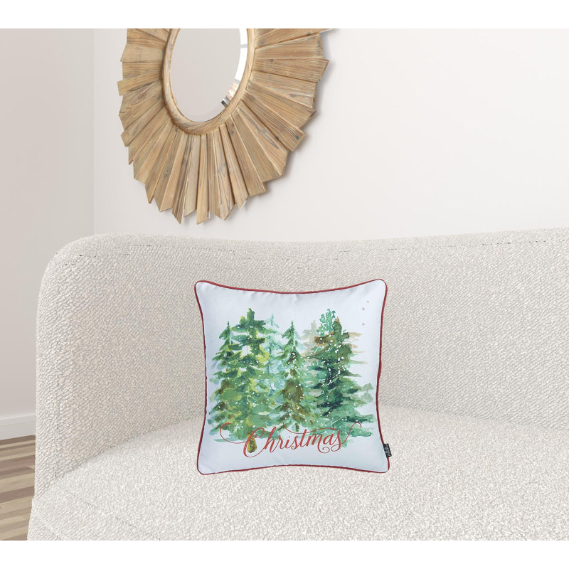 Snowy Christmas Trees Printed Throw Pillow