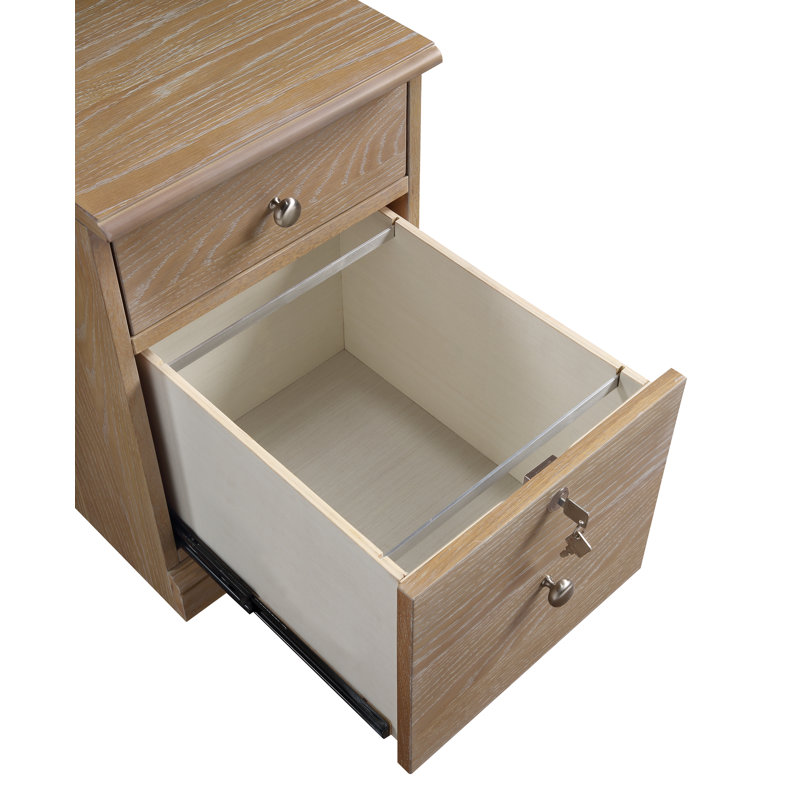 Samul 24" H 2-Drawer Wood Mobile File Cabinet, Aged Oak