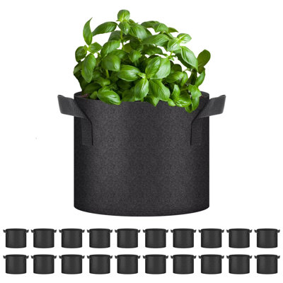 iPower 20-Pack Grow Bags, Tomoato Plant Pots with Handles, Aeration Nonwoven Fabric, Heavy Duty Gardening Planter for Vegetable, Fruits and Flowers, Black