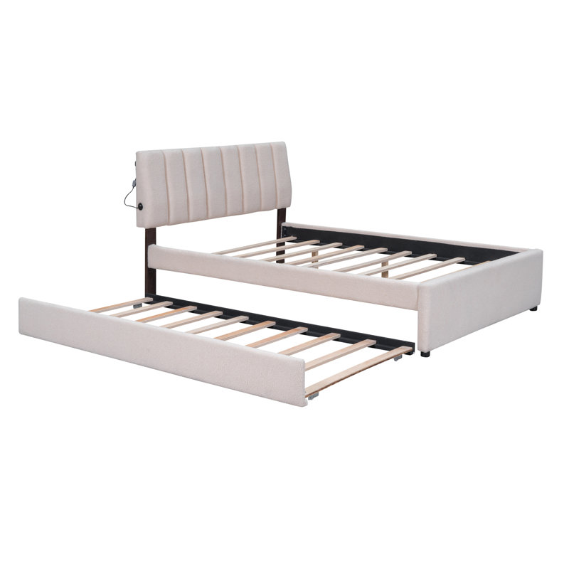Alphea Upholstered Platform Bed, Beige, Full