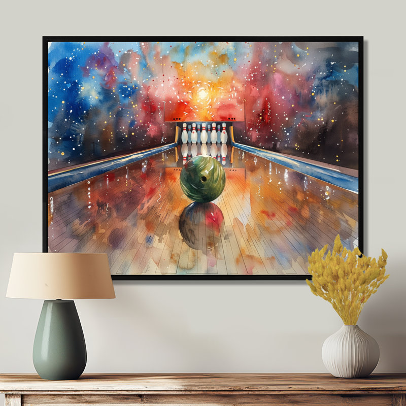 Selph - Bowling, salon d'art mural, H 30 po x l 40 po x P 1,5 po, Cadre flottant noir