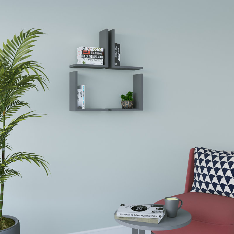 Tablette décorative 4 pièces Alista, Anthracite