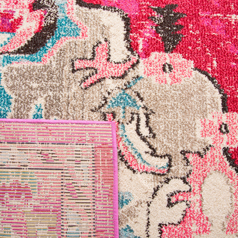 Almyra Oriental Area Rug, Square 4', Pink/Multi