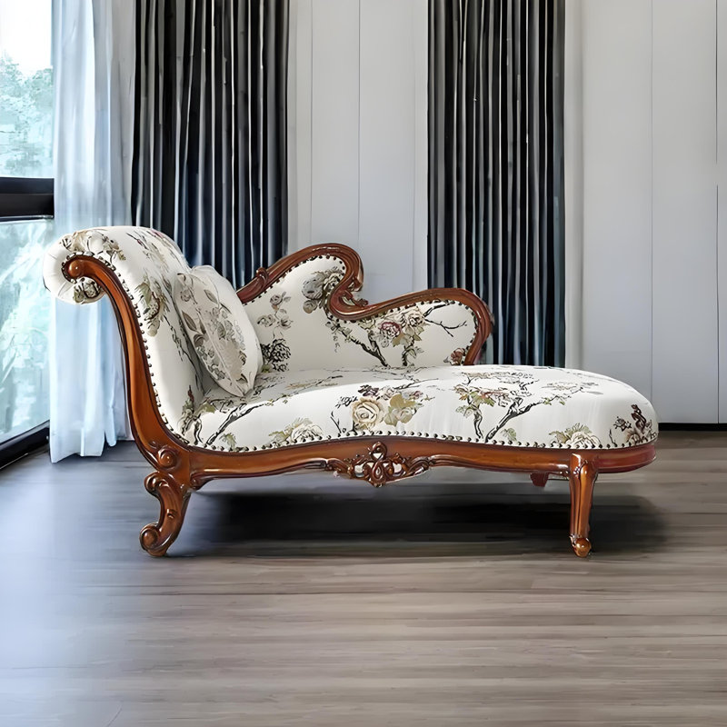 Élégante chaise longue décontractée en bois massif pour la maison, Accoudoir à gauche (vu de face)