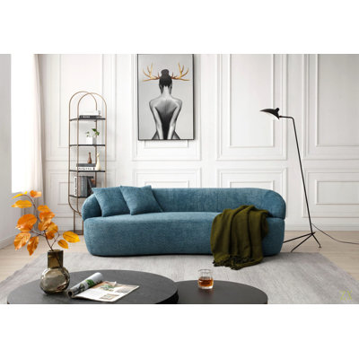 Mid Century Modern Curved Sofa, 3 Seat Cloud Couch Boucle Sofa Fabric Couch For Living Room, Bedroom, Office