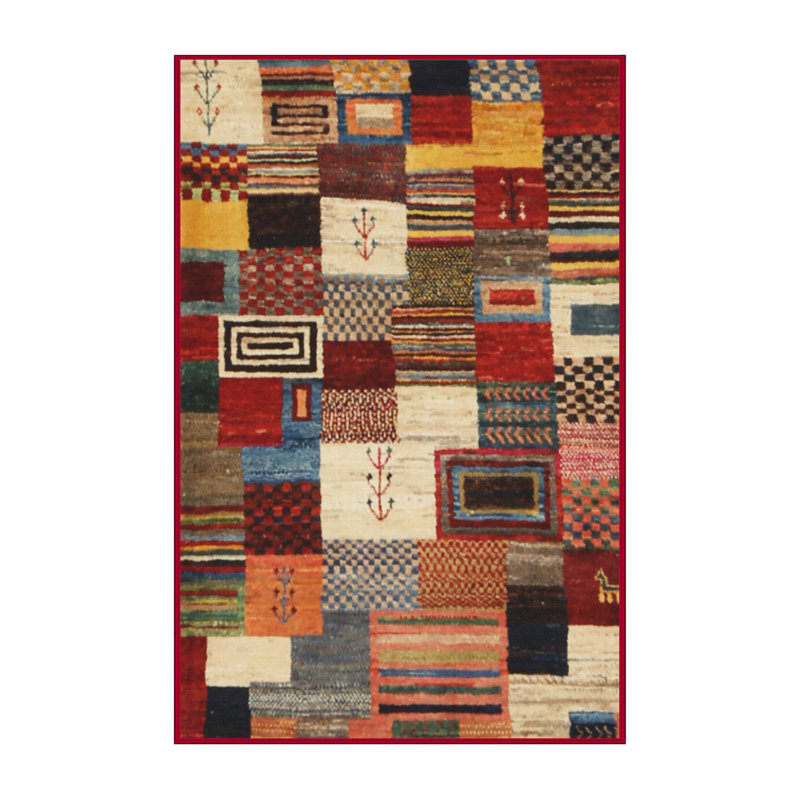 Tapis brun/vert/gris zone contemporaine, Rectangle 5 pi x 7 pi