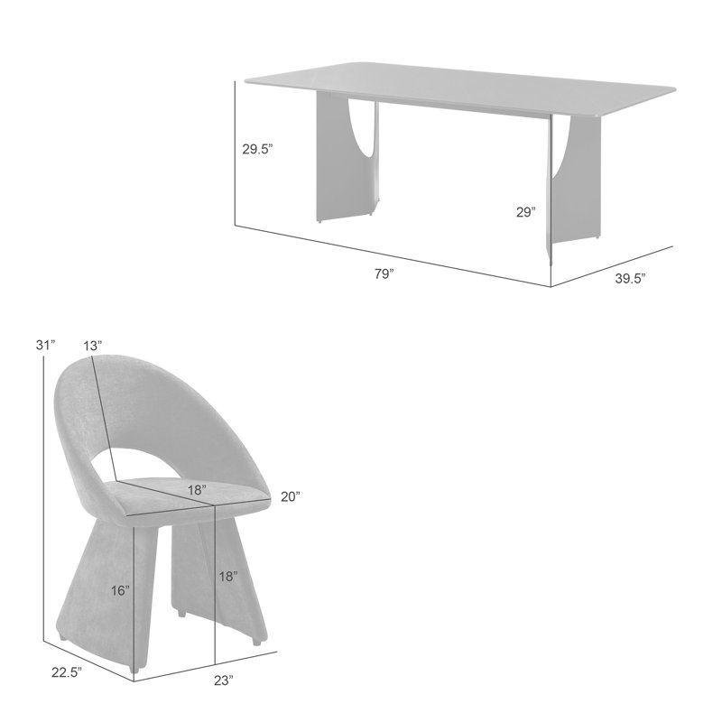 Ensemble de salle à manger moderne 7 pièces avec plateau en verre trempé et chaises rembourrées Arechiga, Brun, Beige