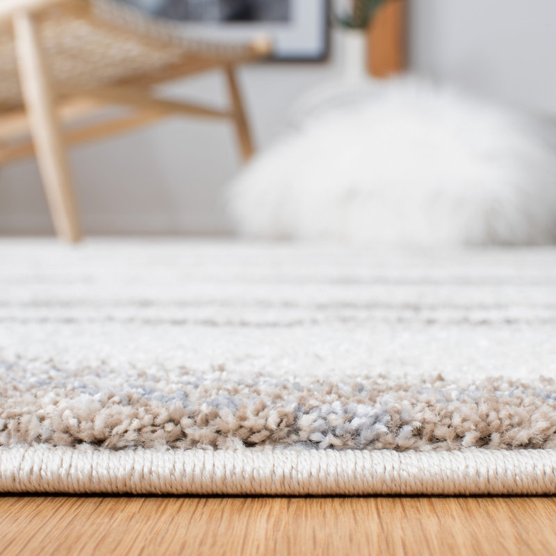 Tapis ivoire / gris Makenna, Tapis de couloir 2 pi 2 po x 9 pi