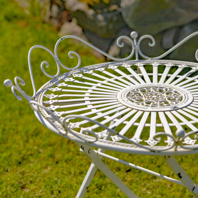 Table pliante en métal Stephania, Blanc antique