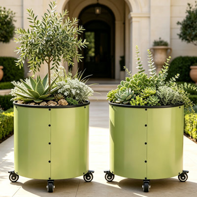 Jardinière surélevée à roulettes en 2 pièces, ronde de 56,4 cm (22,2 po) et d'une capacité de 136 litres (36 gallons), avec verrouillabilité. Grand pot extérieur sur roulettes pour terrasse, porche, balcon et jardin. Parfait pour cultiver des tomates, des agrumes, des figues, des légumes et des fleurs.