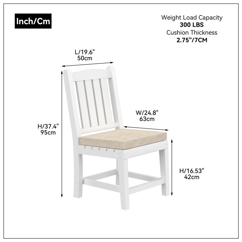 Chaise d'appoint de patio avec coussin, Structure blanche / coussin beige