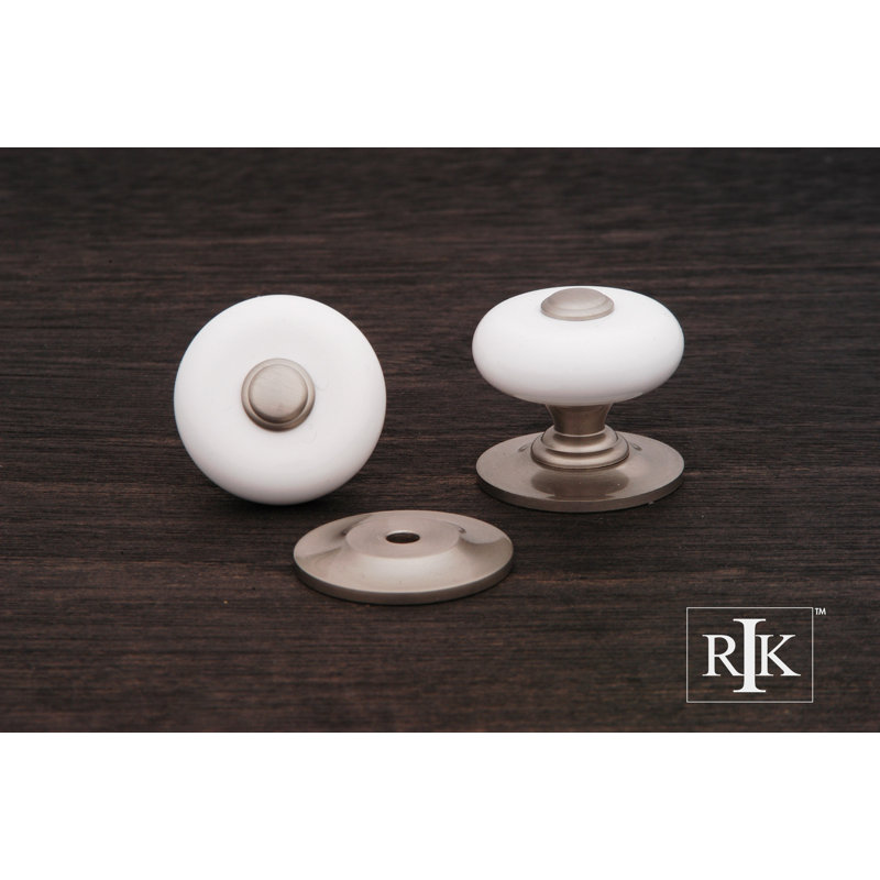 CK Series Diameter Mushroom Knob, 1.25" H x 1.25" W x 1.38" D, White / Satin Nickel (Pewter)