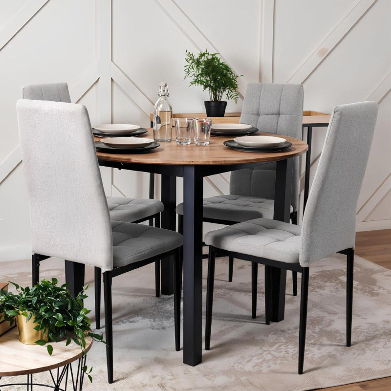 40cm H Linen Upholstered Upholstered Back Side Chair, Grey