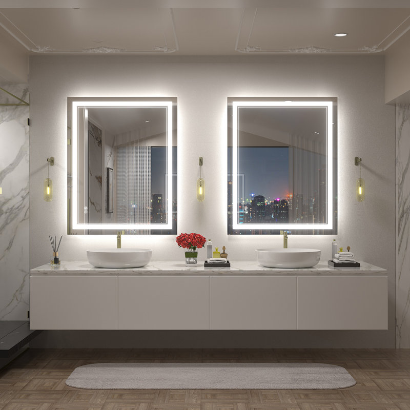 UL Certified Front & Back LED Anti-Fog Tempered Glass Bathroom/Vanity Mirror - Basics by Wayfair™, 40" x 32"