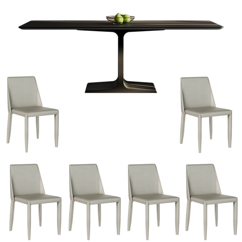 Ensemble de table de salle à manger italien simple noir mat, H 29,53 po x L 55,12 po x l 31,5 po