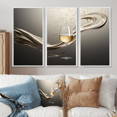 «Champagne Glass River Simplicity - Champagne, art mural»