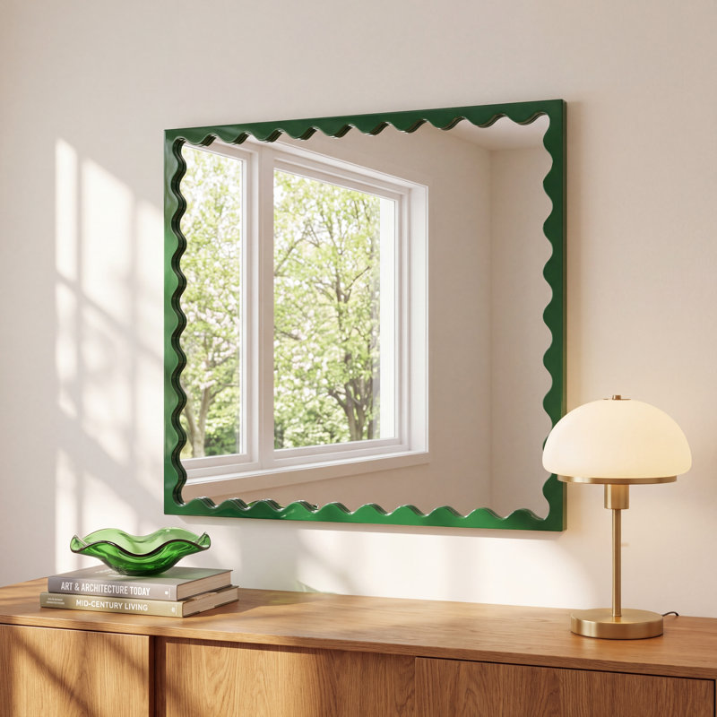 Ailee Rectangle Wall Mirror, Hunter Green