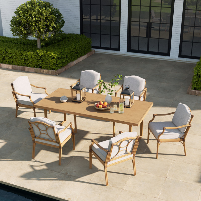 Ensemble repas pour 6 personnes Arcadia, 7 pièces: table, 6 chaises fixes