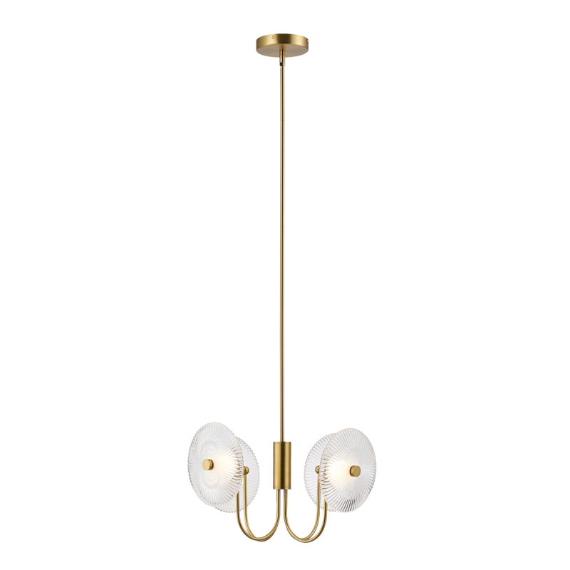 Luminaire suspendu 4 lumières DEL 4 lumières, Doré