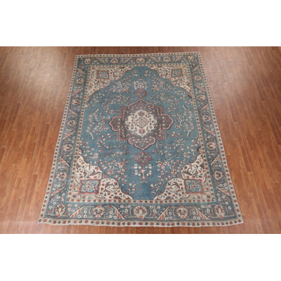 Blue Distressed Traditional Area Rug 10x12