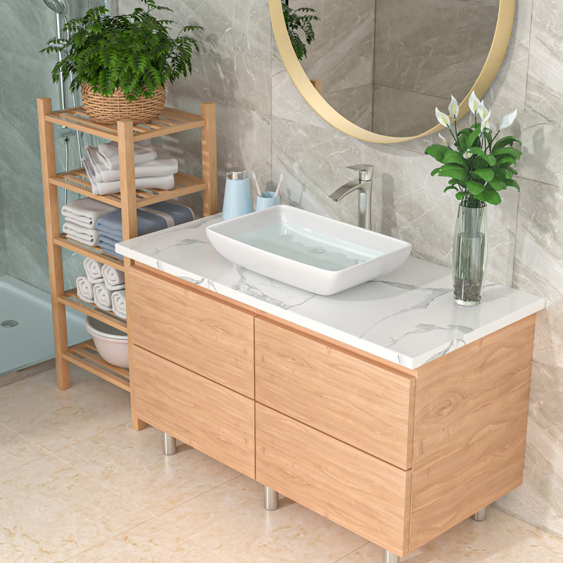 Lavabo de salle de bain rectangulaire en céramique blanche 24 "x l 15" au-dessus du comptoir