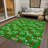 Machine Washable Indoor/Outdoor Snowflake Ho Ho Ho Xhevrie Green Rug-2142851460
