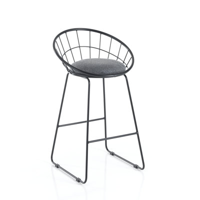 Upholstered Counter Stool with Metal Frame