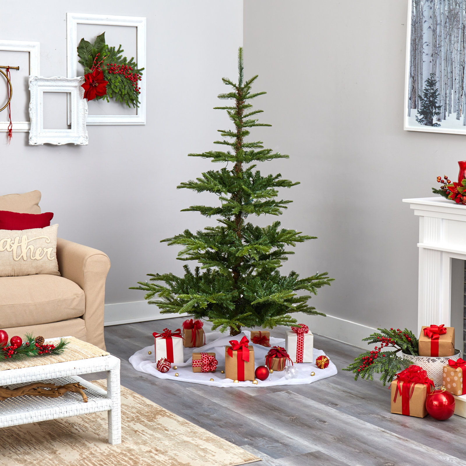 Lighted Artificial Christmas Tree, 6' H