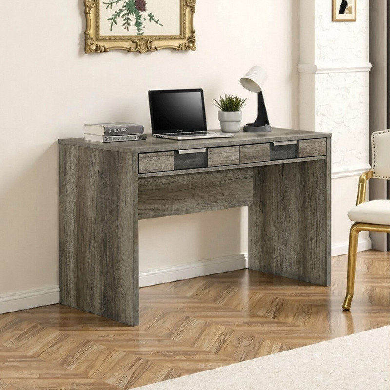 Bureau d'écriture 47,9 "à deux tiroirs, brun / gris