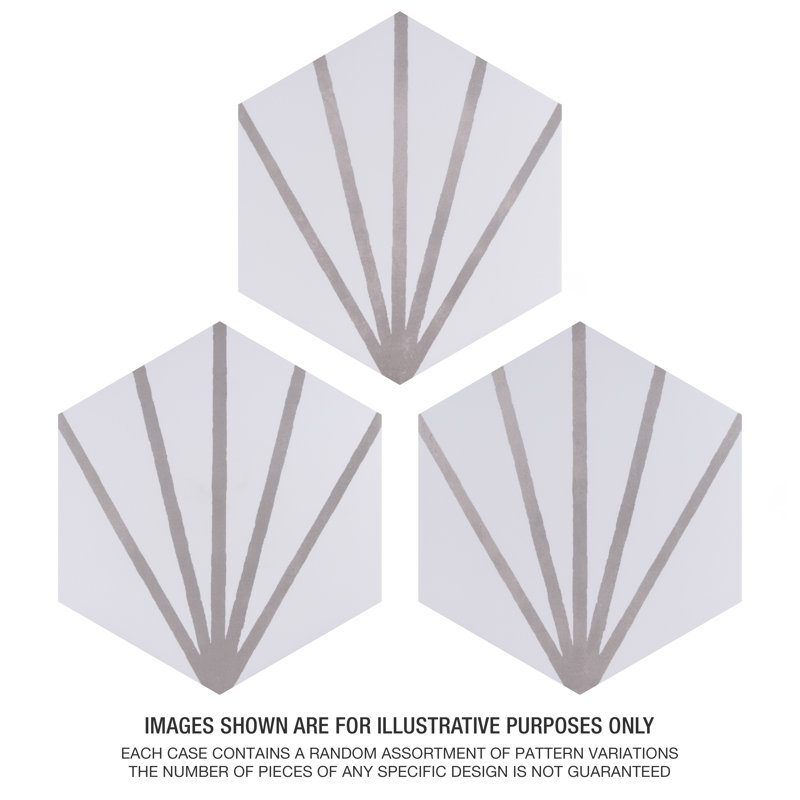 Horizon 7-3/4" x 9" Porcelain Wall & Floor Tile, White/Gray