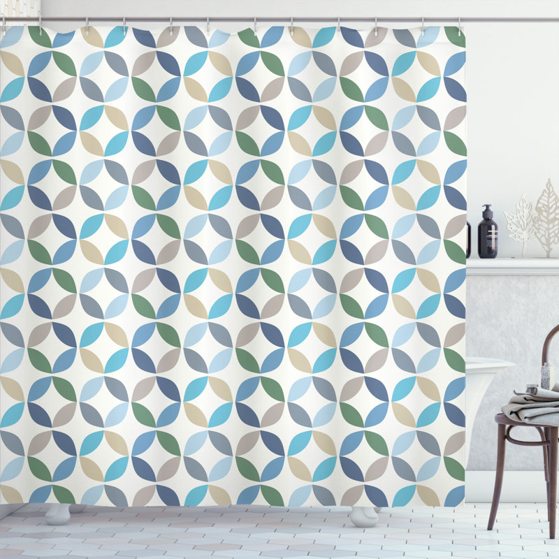 Geometric Shower Curtain with Hooks Included, 69" H x 75" W
