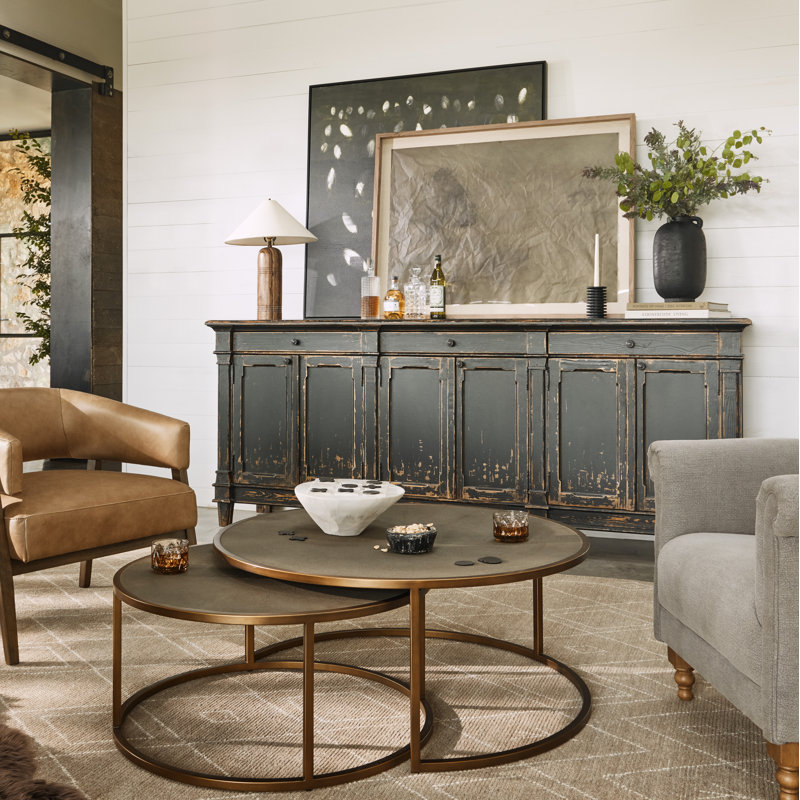 Marjorie 96.25'' W Solid Wood Sideboard, Distressed Black