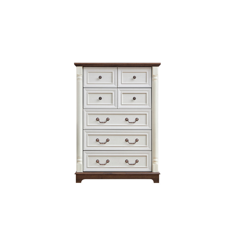 7 Drawer Dresser Chest For Bedroom With Wooden Base And Riser Trim, Wooden Rustic Rustic Chest Of Drawers, Storage Dresser For Bedroom, Living Room
