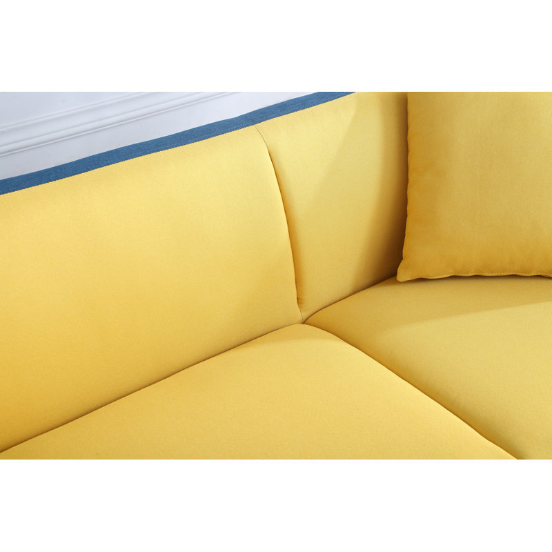 Mcardle Flared Arm Sofa, Blue/Yellow, 27" H x 63" W x 31" D