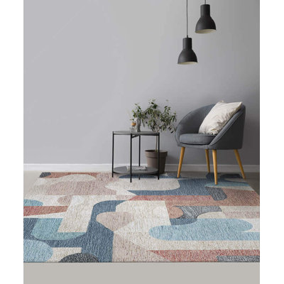 Calcedonio Handmade Modern Multicolor Wool and Viscose Area Rug