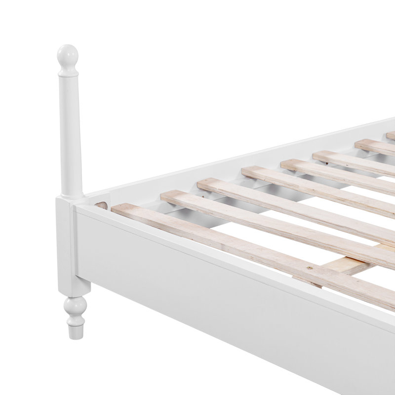 Structure de lit en bois massif avec tête de lit Camel Traditional, Très grand lit, White