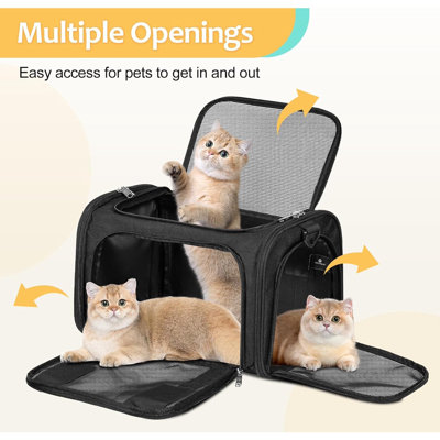 Pet Carrier for Cats & Dogs, 21 Inch Large Foldable Soft-Sided Bag, Breathable Mesh, Sturdy Frame, Anti-Sagging Base, Multi-Opening, Ideal for Daily Outings, Car Trips & Outdoor