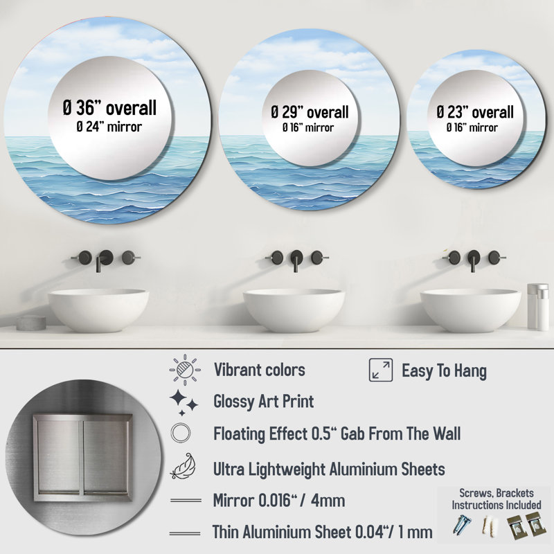 Décoration murale Oceans Infinity Dreamscape V - Miroir rond minimaliste_MTMIR116106, 23 po x 23 po