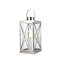 Ensemble de trois porte-bougies de table en acier inoxydable et verre transparent et argent