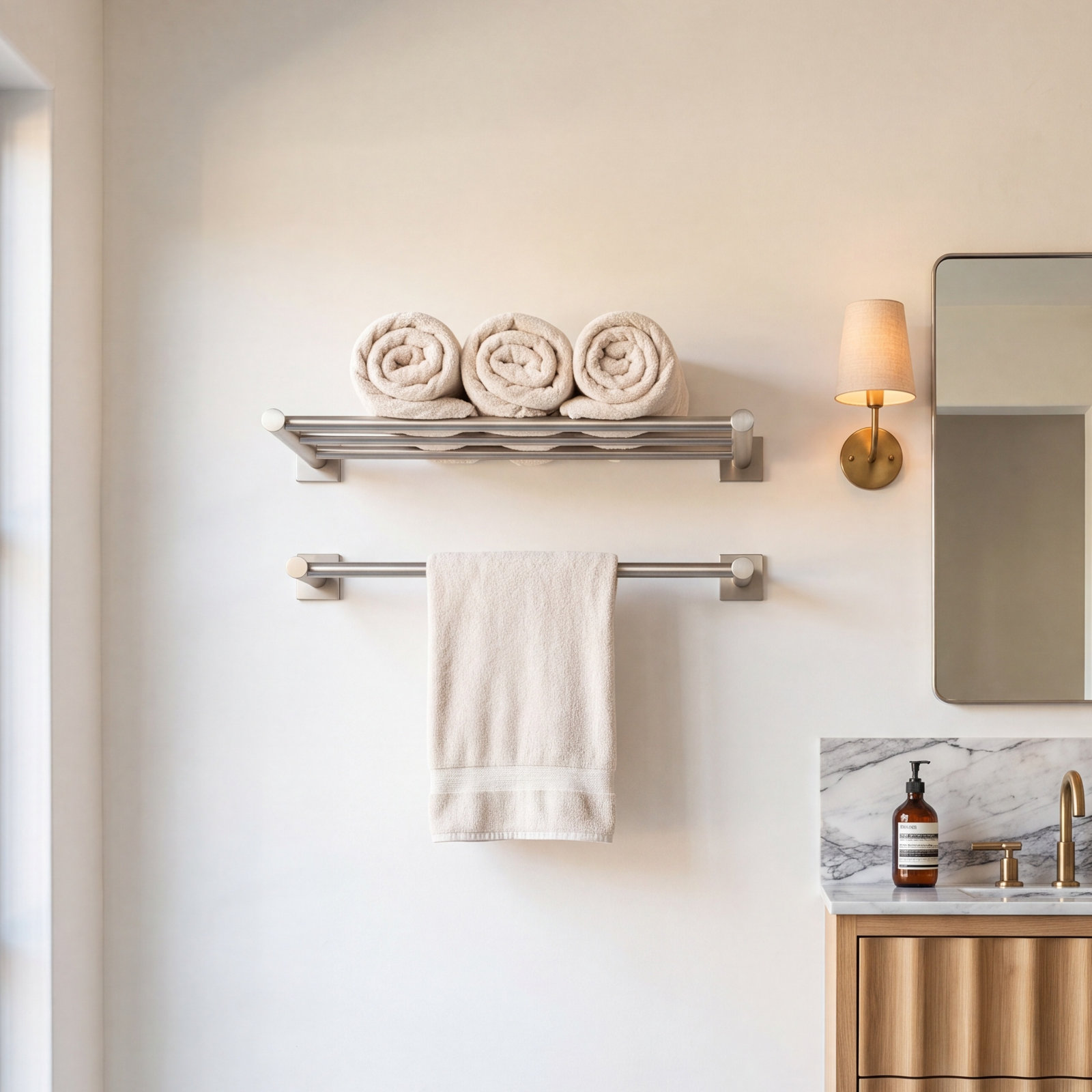 Parallel Hotelier Towel Rack, Vibrant Brushed Nickel