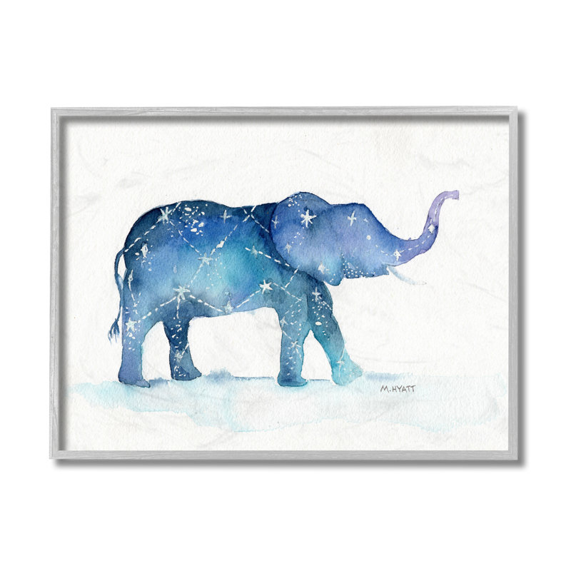 Éléphant mars avec constellation de ciel nocturne abstrait, H 16 po x l 20 po x P 1,5 po, Estampe numérique Farmhouse