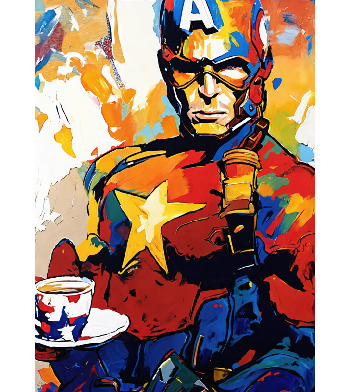 «Captamerica», estampe numérique sur toile tendue avec châssis, H 18 po x l 15 po